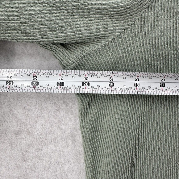 Madewell Rib Knit Top Womens XL Green Thermal Ribbed Asymmetrical Long Sleeve - Picture 6 of 7